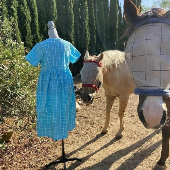 Woman Within Turquoise Plaid Midi Dress Women's Size 14W - Picture 6 of 6